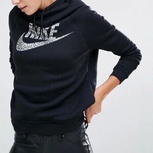 Nike Women's Black Hoodie with Silver Logo